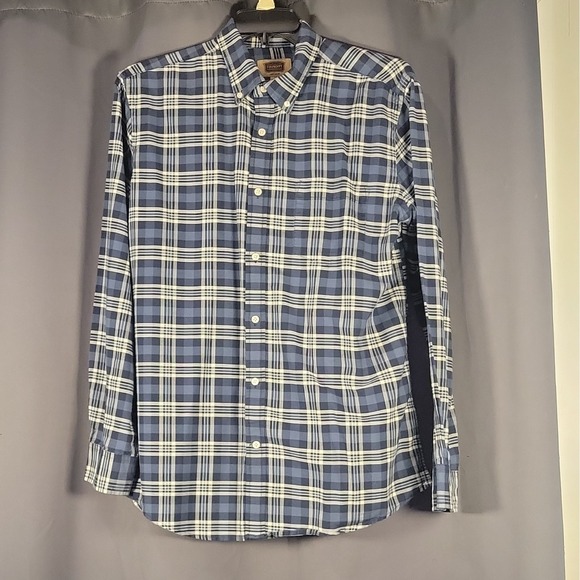 The Foundry Supply Co. Other - The Foundry Supply Co. Men's Big & Tall LT Plaid Woven Button-Down Shirt Blue